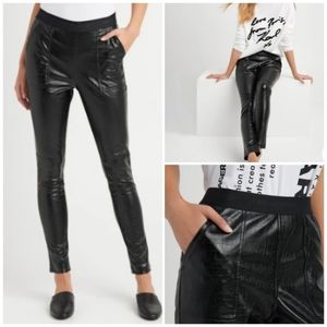 Karl Lagerfeld Faux Leather Leggings Snake Print High Rise PullOn Elastic Waist